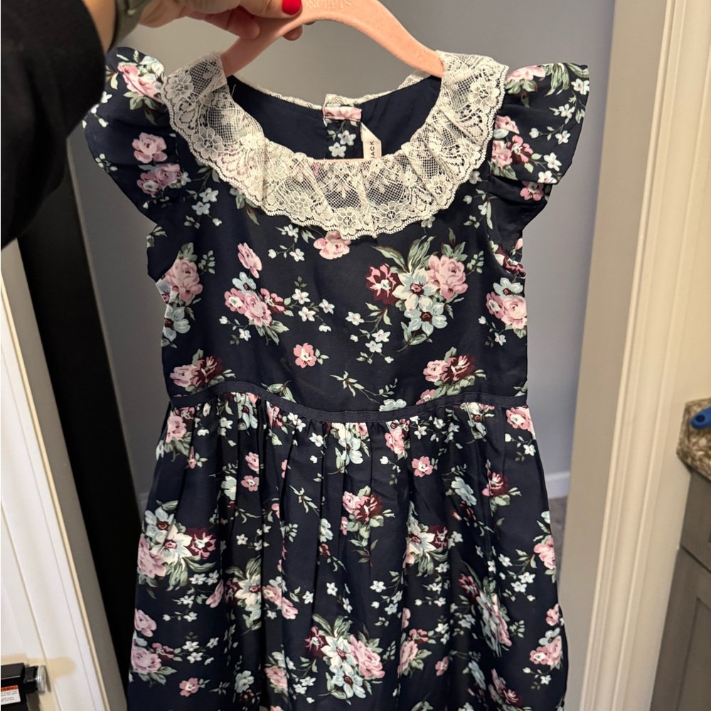 Janie and Jack Navy Floral Dress with Lace